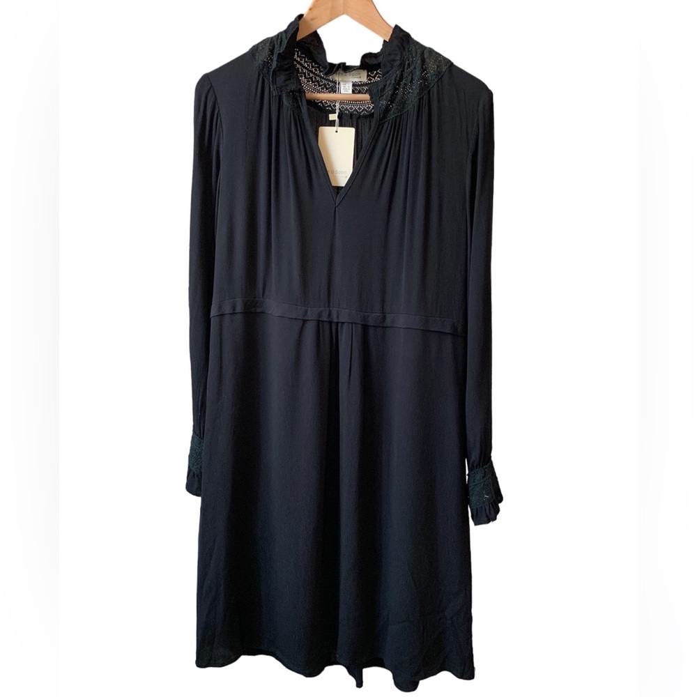 New! Anthropology See U Soon black midi long sleeve dress. Size small (1)
